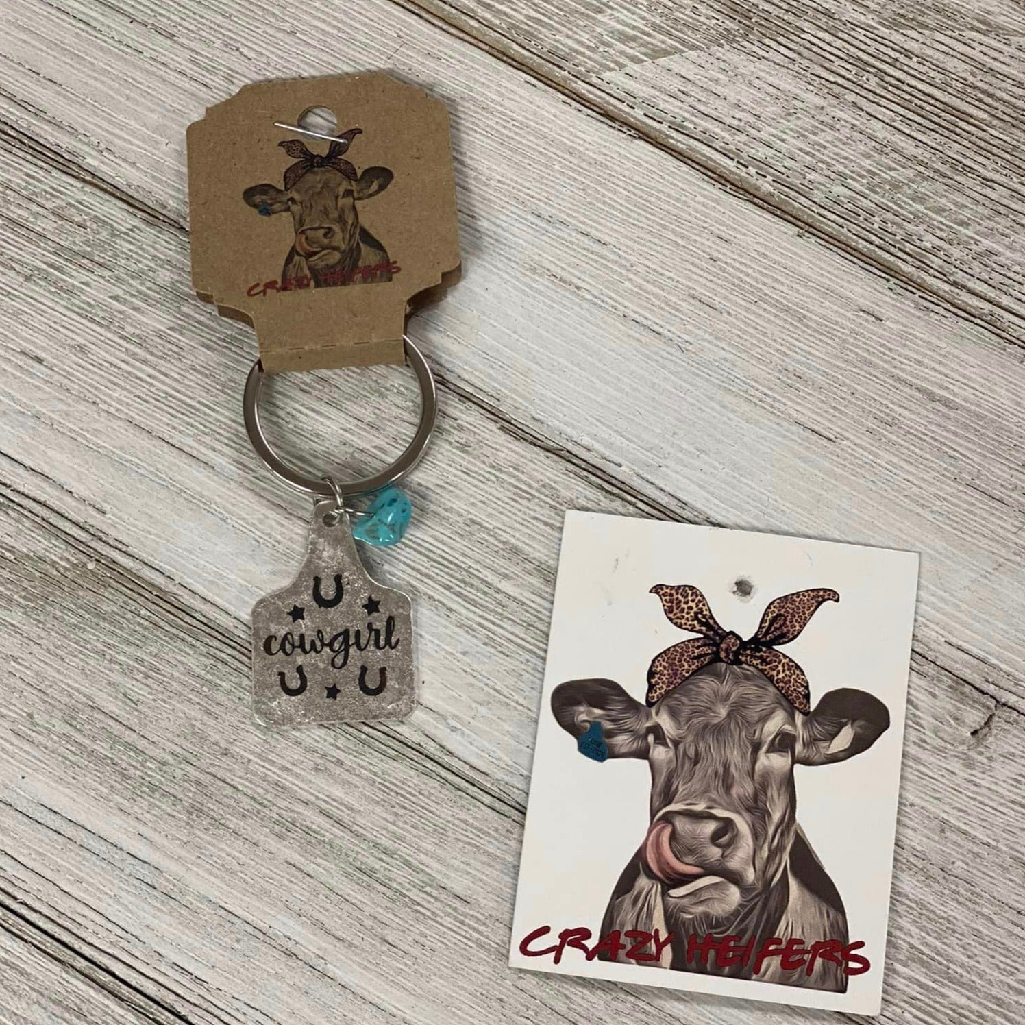 Metal Cow Tag Keychain