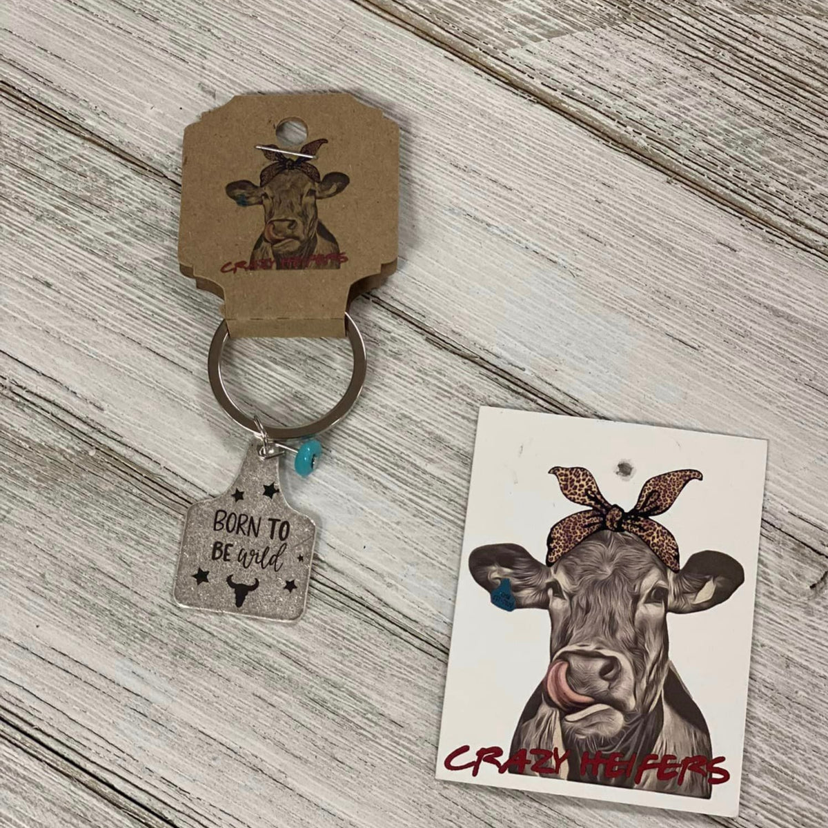 Metal Cow Tag Keychain