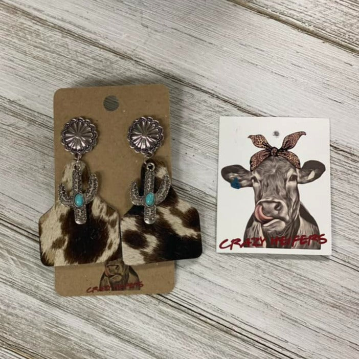 Cow Tag Earrings W/ Charms