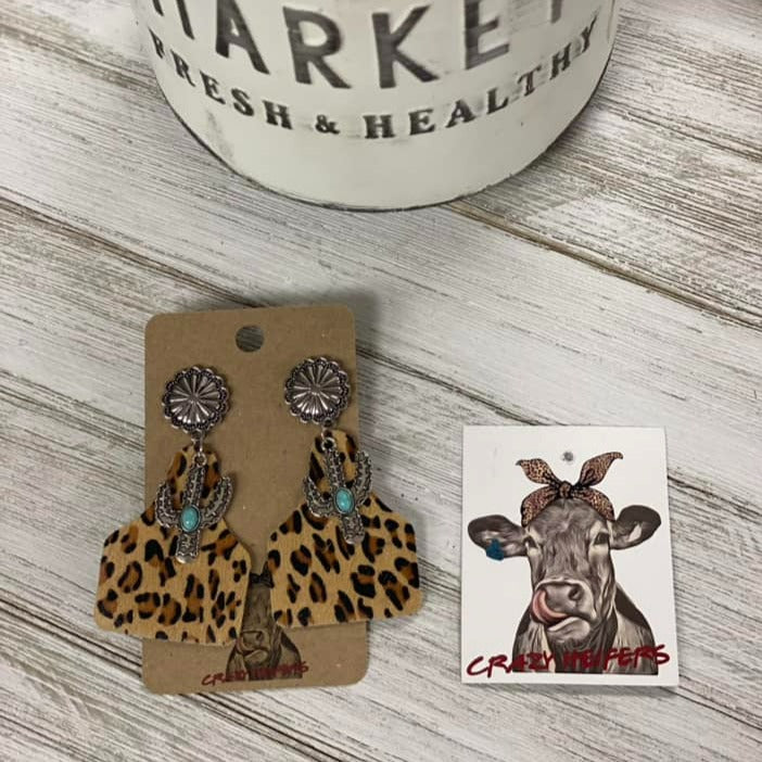 Cow Tag Earrings W/ Charms