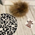 Leopard Fur Pom Beanies W/ Leather Patch