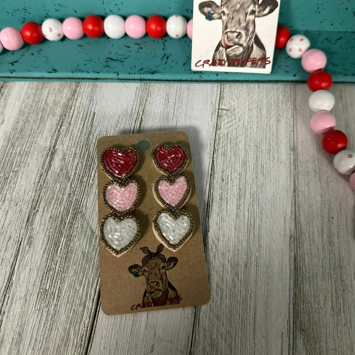 Heart Seed Bead Earrings