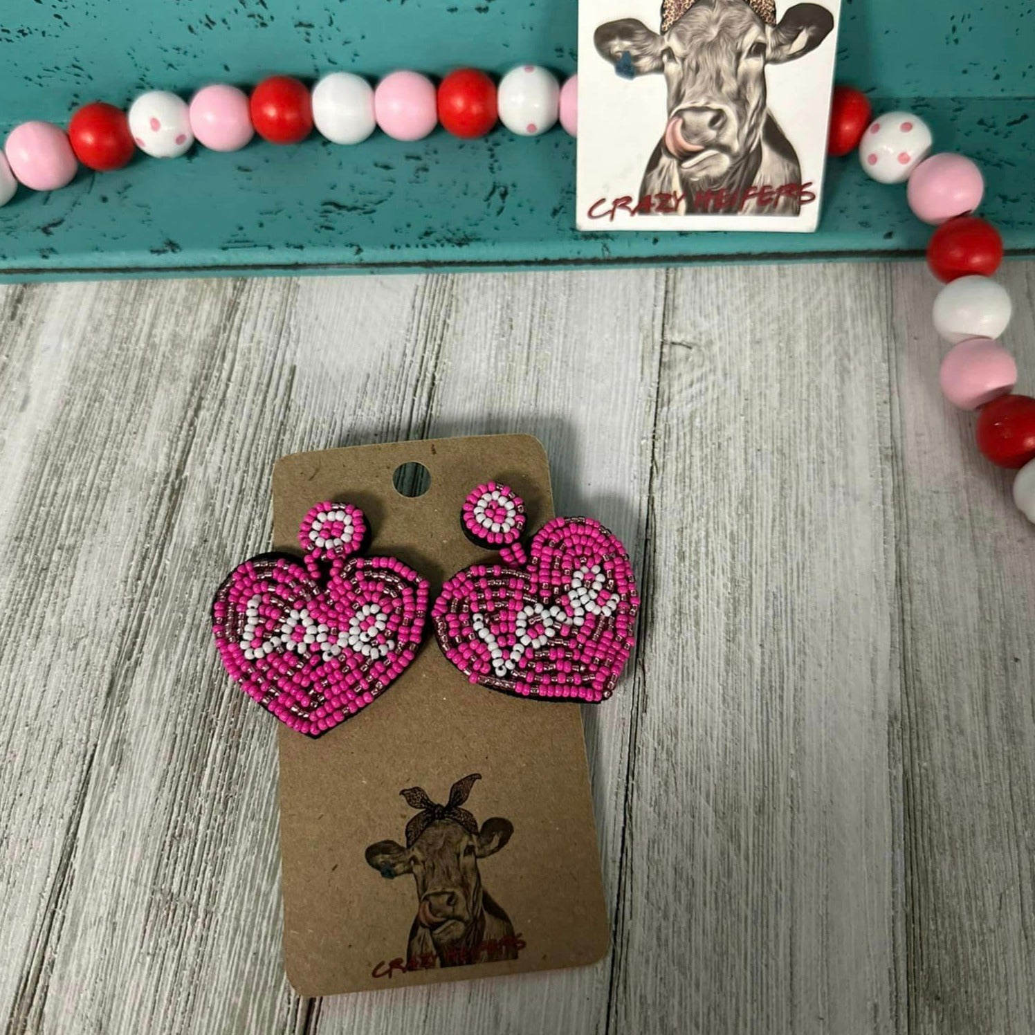 Heart Seed Bead Earrings