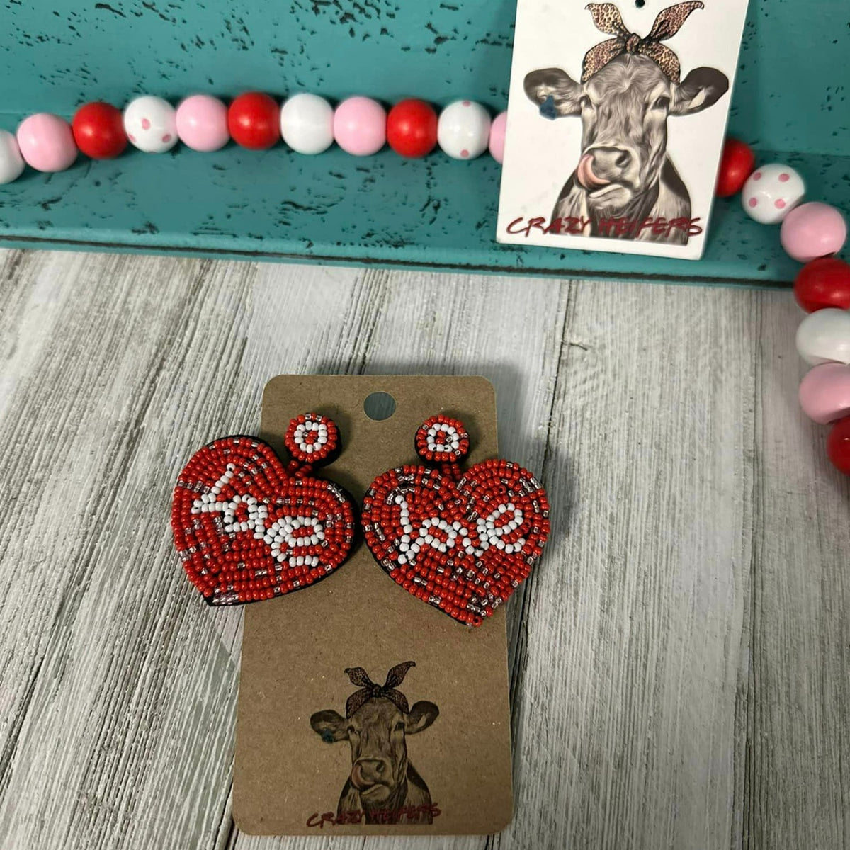 Heart Seed Bead Earrings