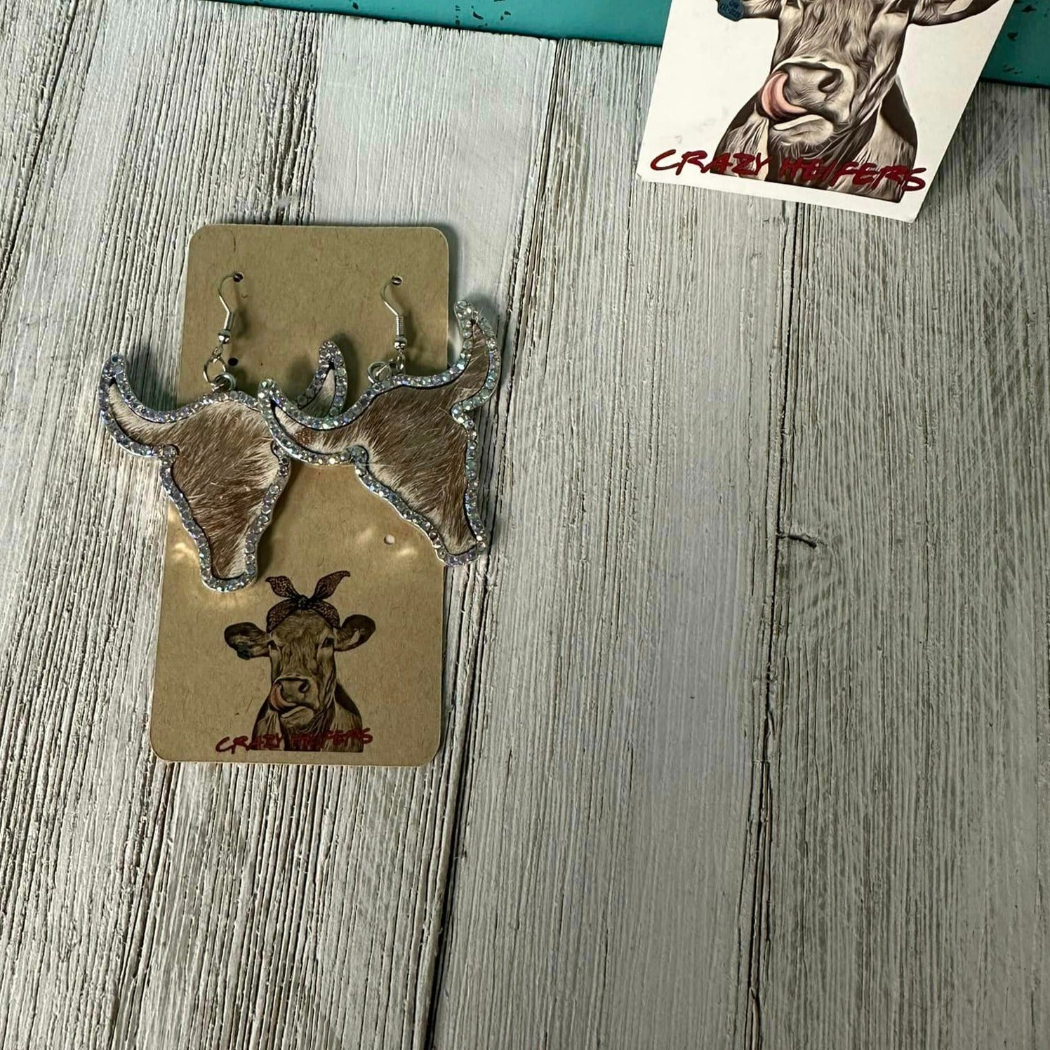 Metal Steer Head Dangle Earrings NEW