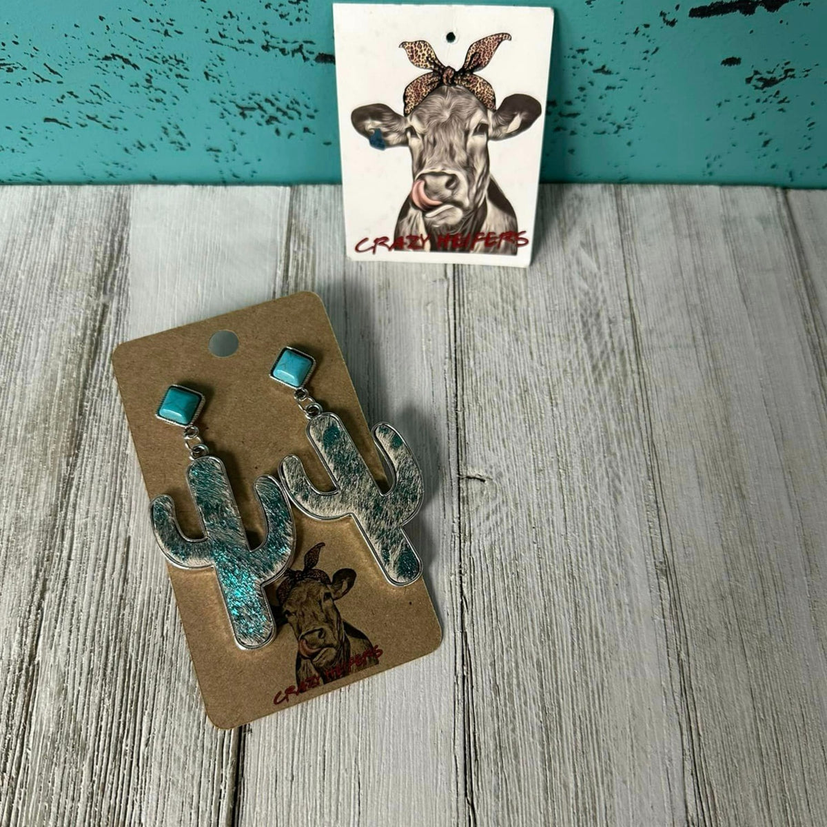 Metal Cactus Dangle Earrings