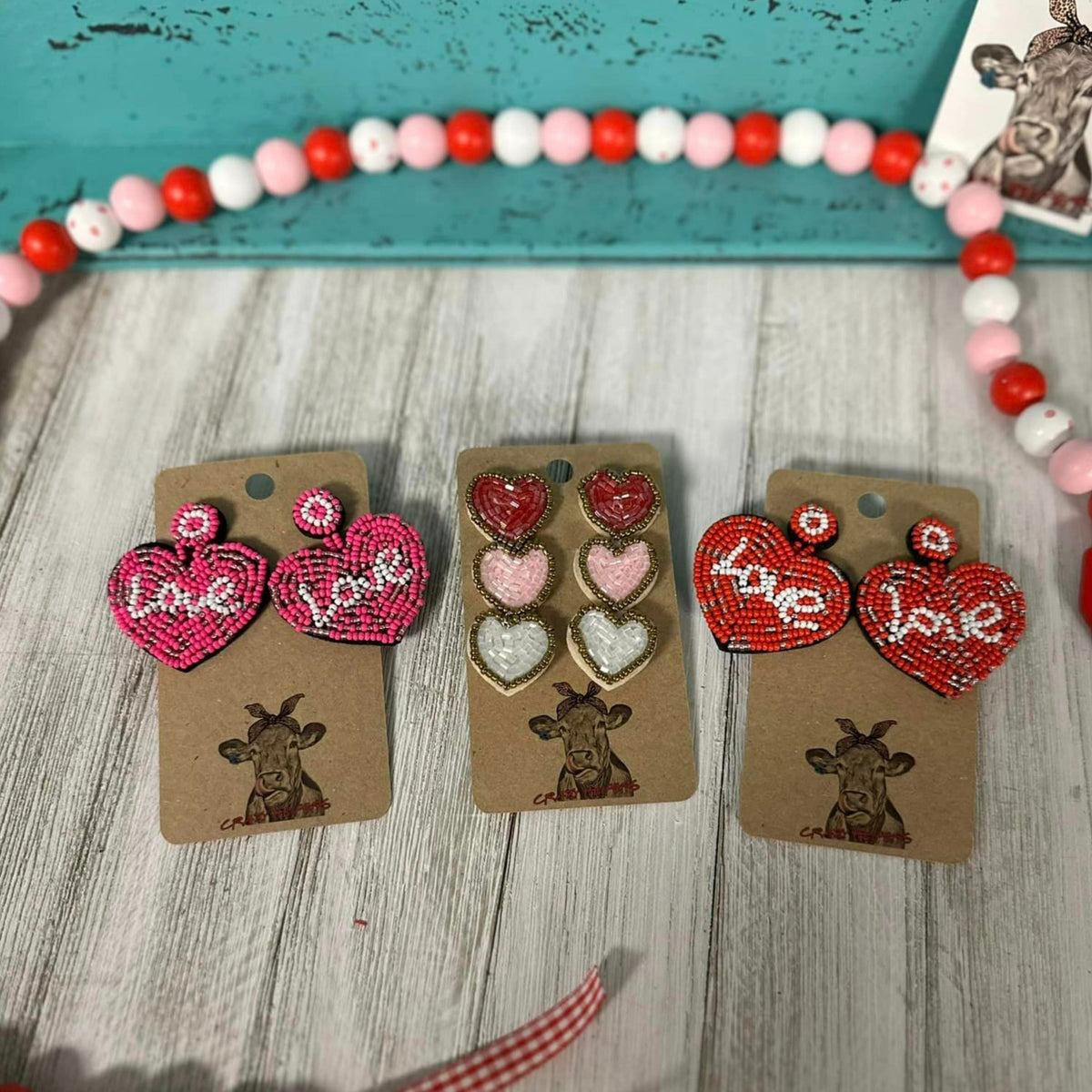 Heart Seed Bead Earrings