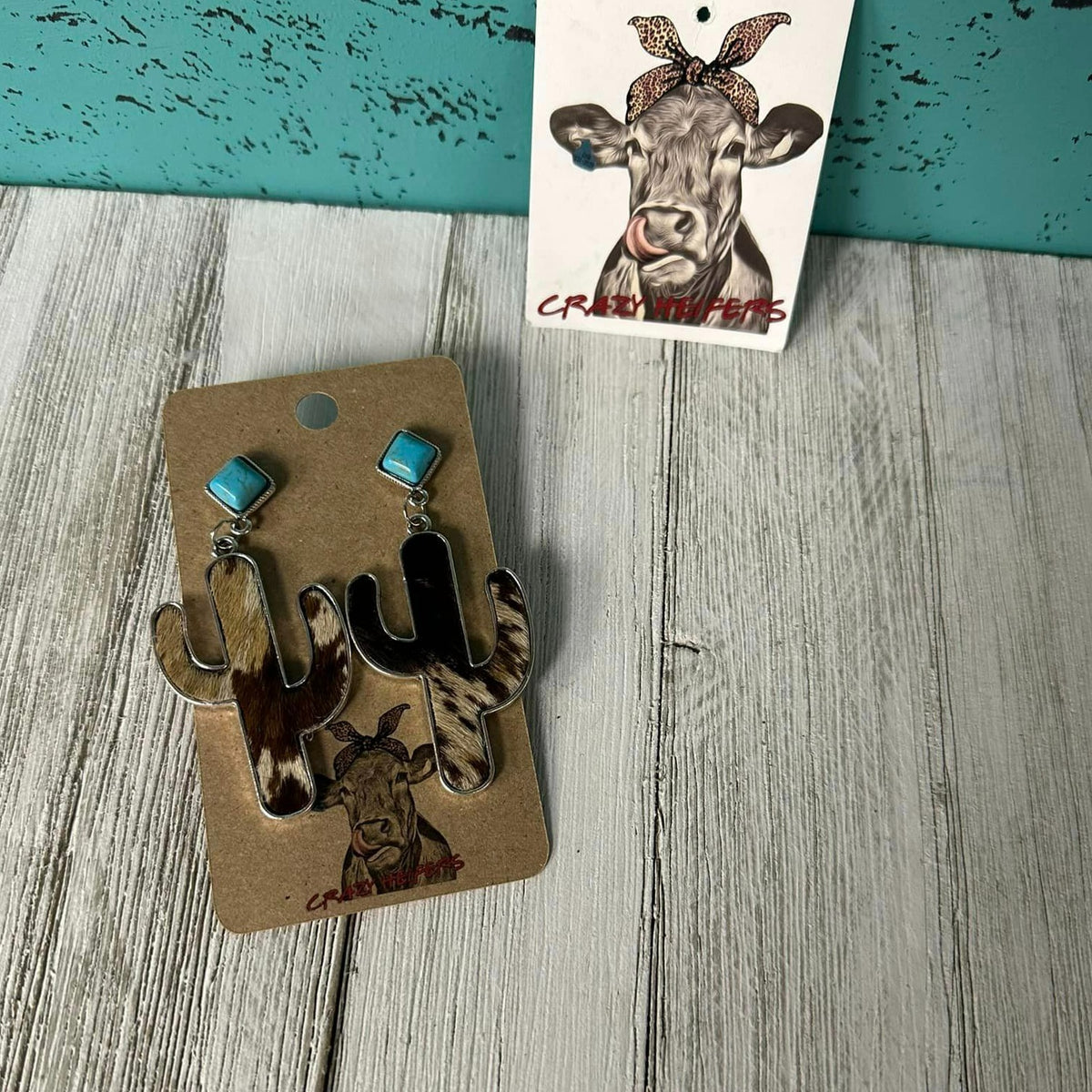 Metal Cactus Dangle Earrings