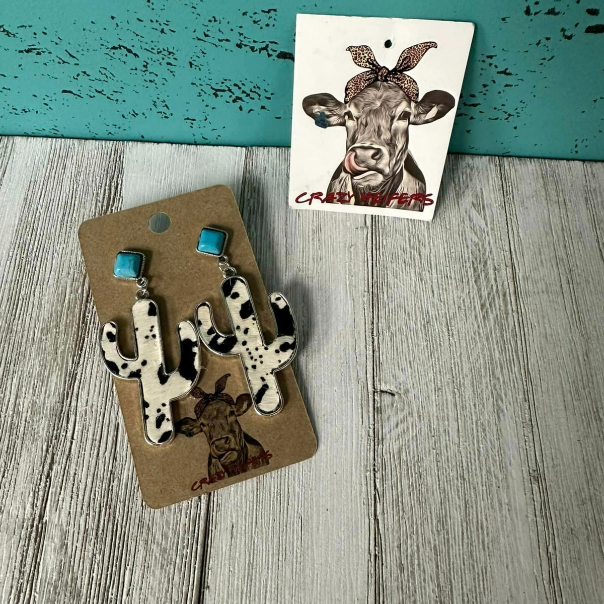 Metal Cactus Dangle Earrings