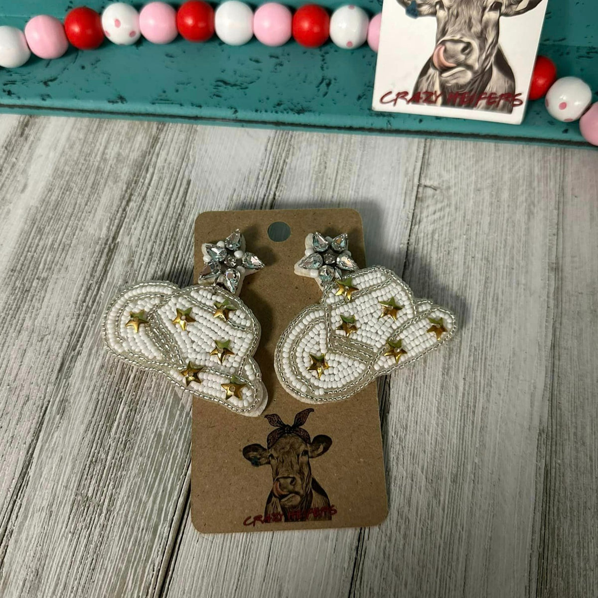 Hat Seed Bead Earrings