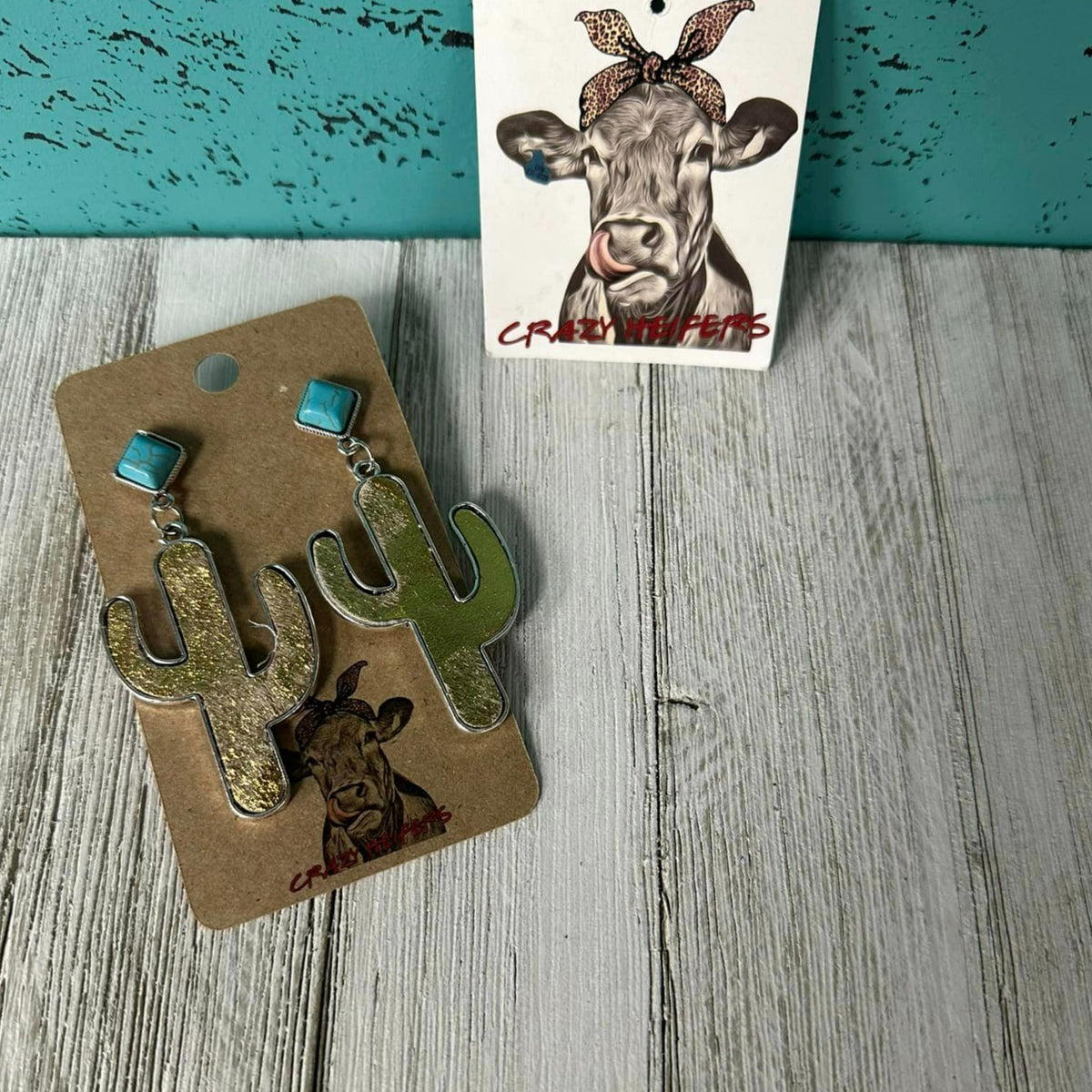 Metal Cactus Dangle Earrings