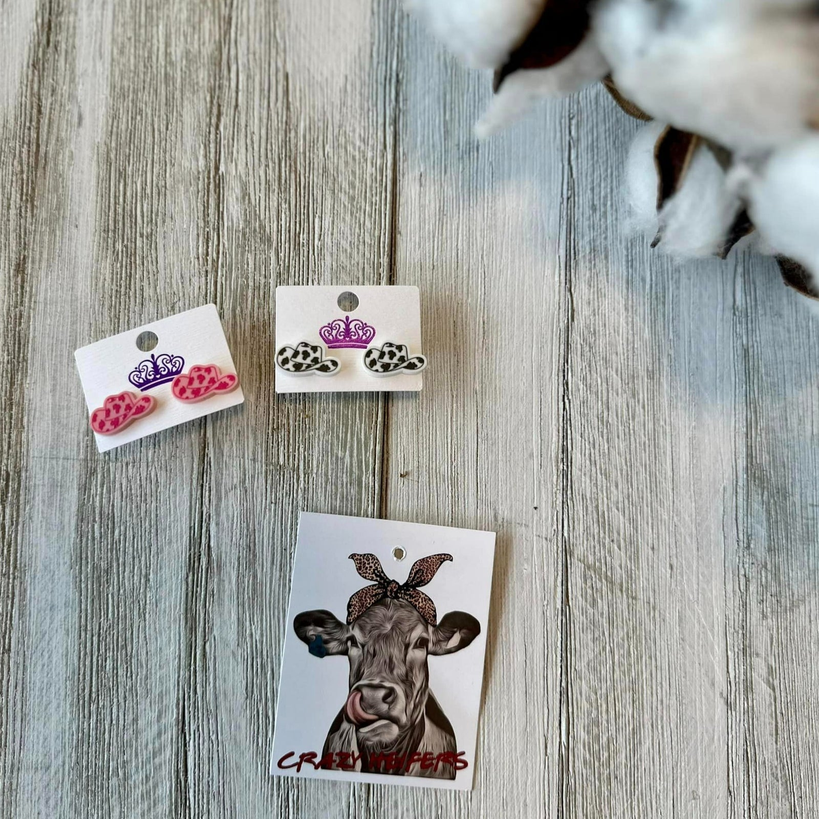 Cowboy Hat Acrylic Stud Earrings