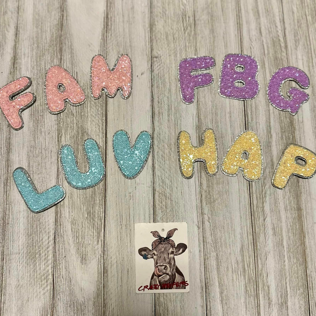 Glitter Bubble Letters-Stick On-Pink