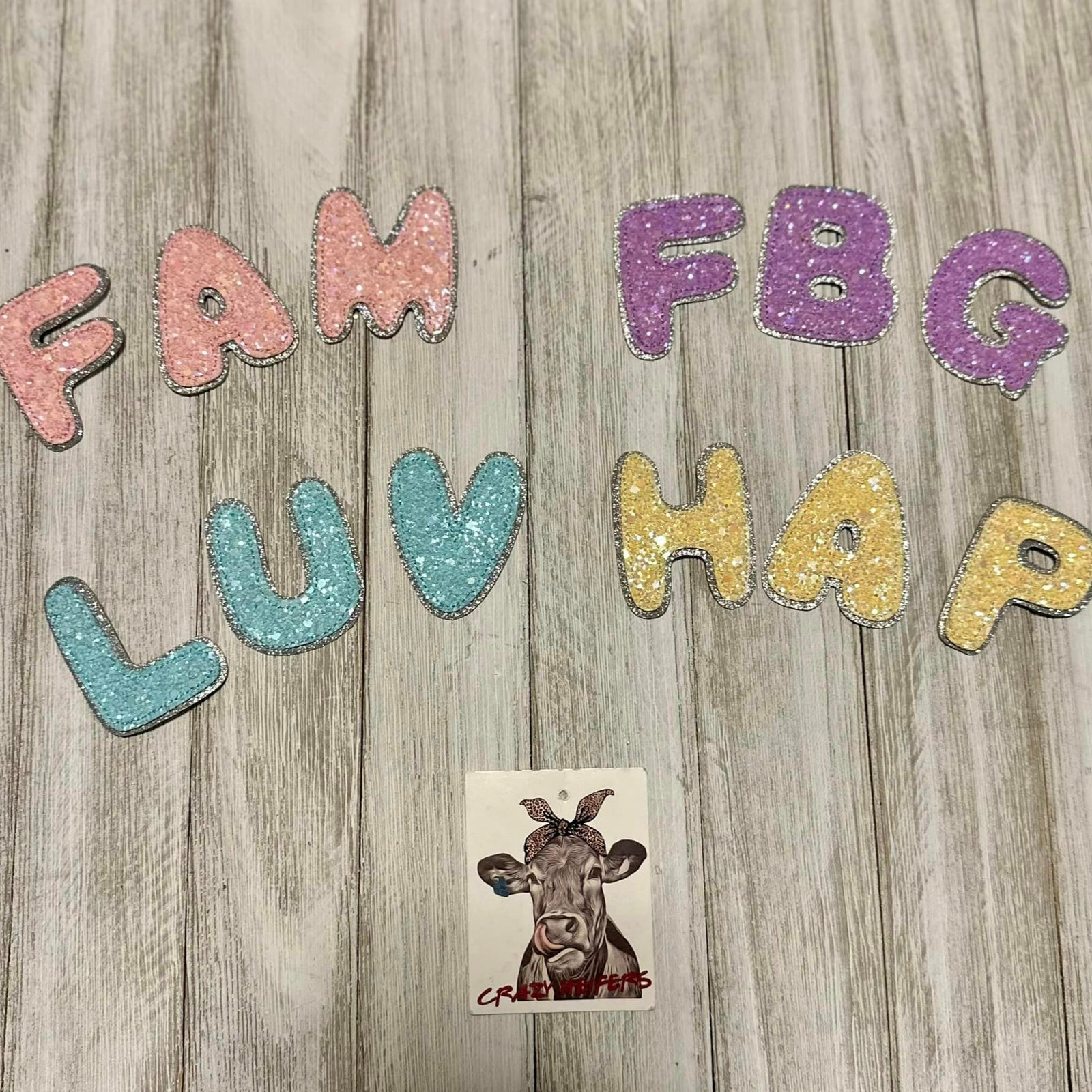 Glitter Bubble Letters-Stick On-Pink