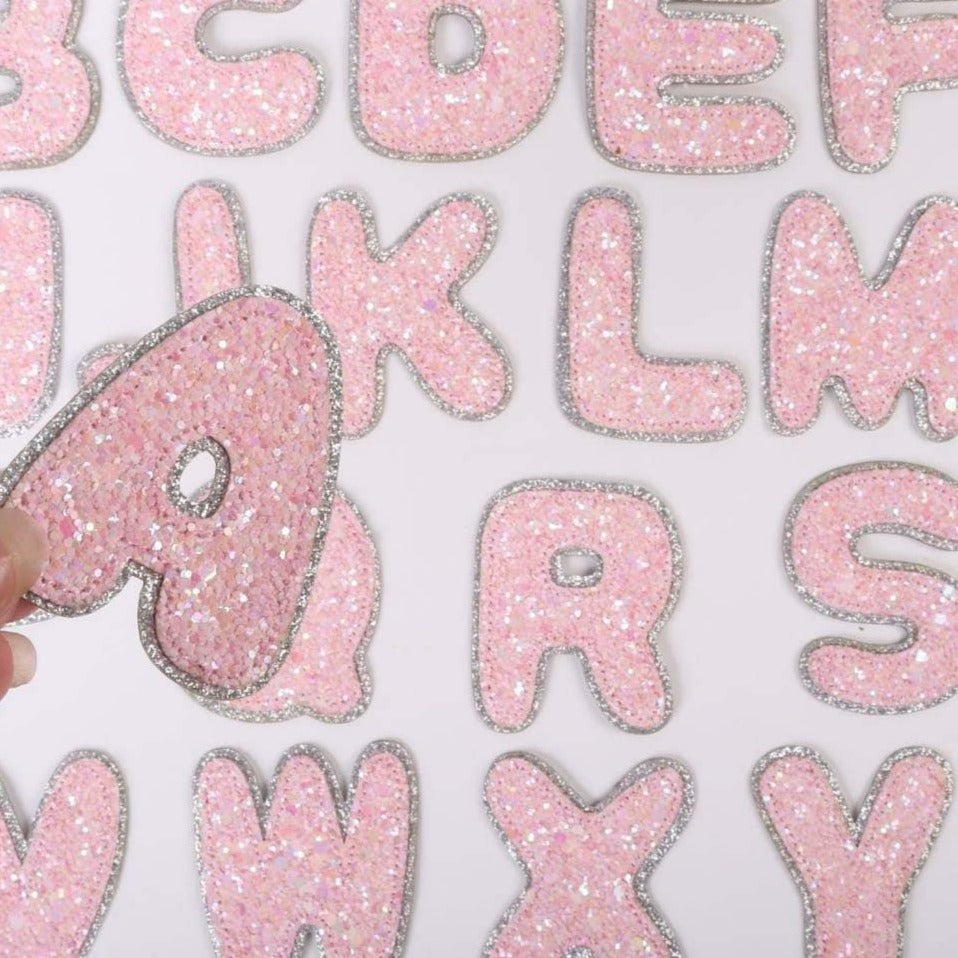 Glitter Bubble Letters-Stick On-Yellow